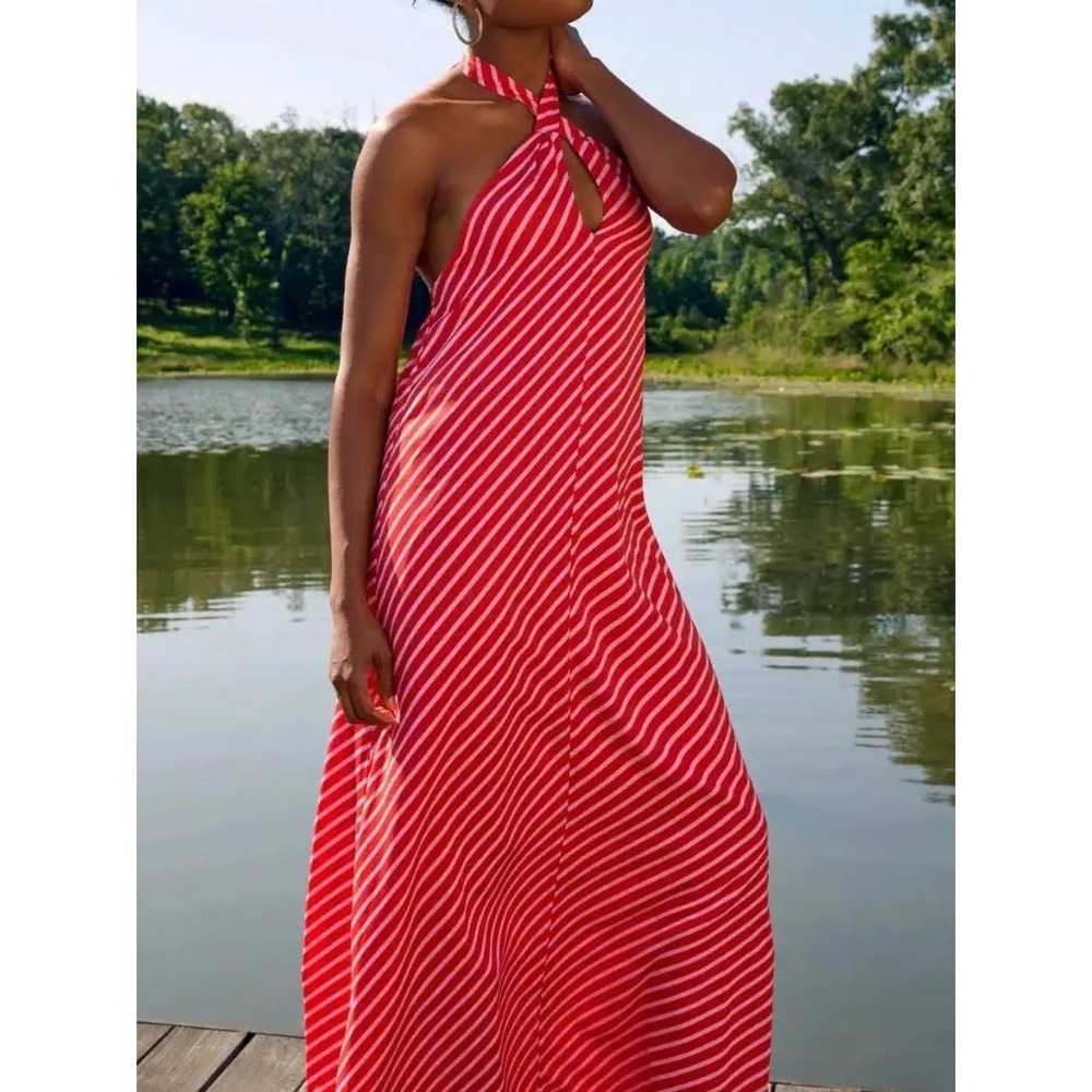 Sugarlips Chrissy Dress Red Pink Stripe Small New With Tags